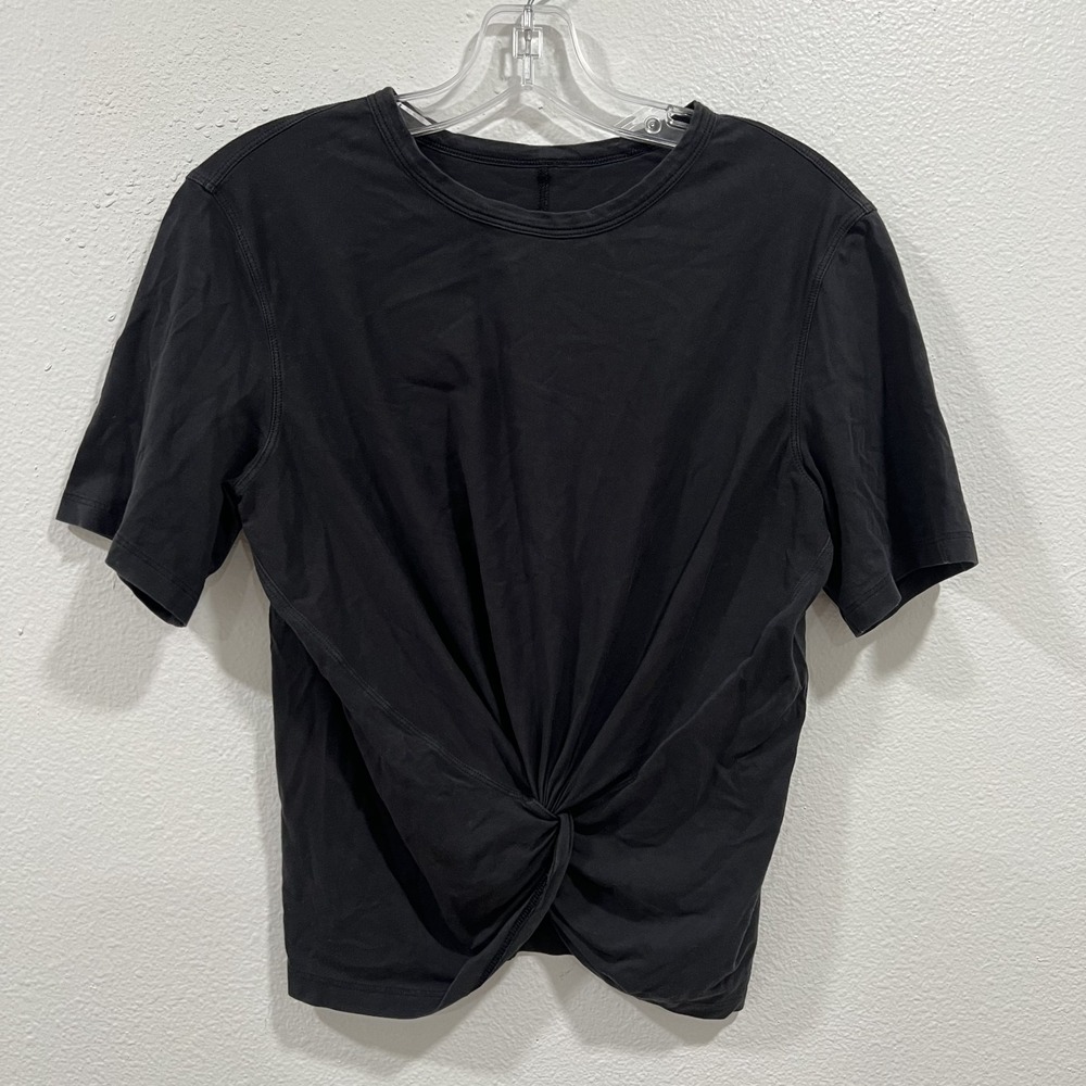 Lululemon Shirt Womens Athletica Black Front Twist Knot Tee Athleisure Lounge‎